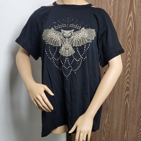 NWT Heritage by Torrid black knit short-sleeve t-shirt with owl print size 2X - Picture 1 of 8